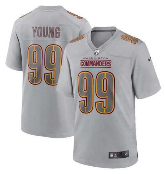 Mens Washington Commanders #99 Chase Young Gray Atmosphere Fashion Stitched Game Jersey Dzhi->washington commanders->NFL Jersey